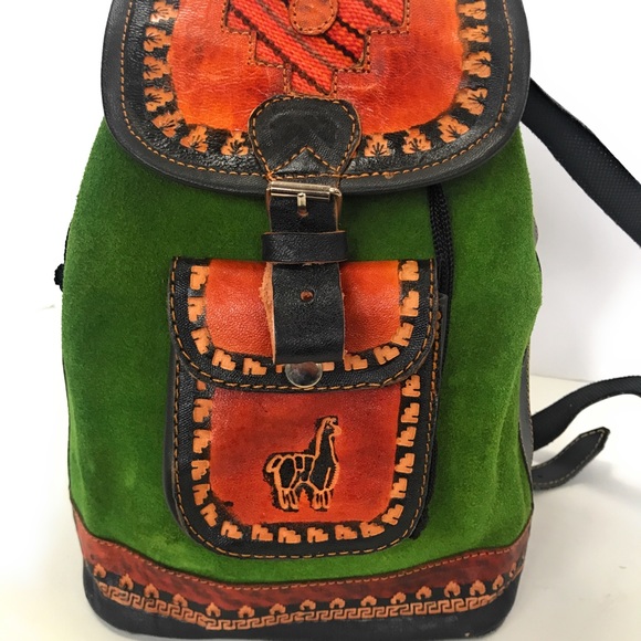 handmade Handbags - Suede and Leather Peruvian Backpack.